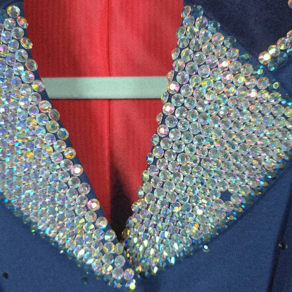 Harry‎ Hall Riding Apparel Blazer Saddleseat Jacket Rhinestone Embellished Blue